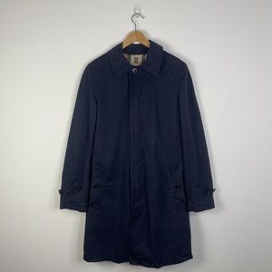 Burberry Brit Trench Coat Womens S Blue Button Front Collared Jacket